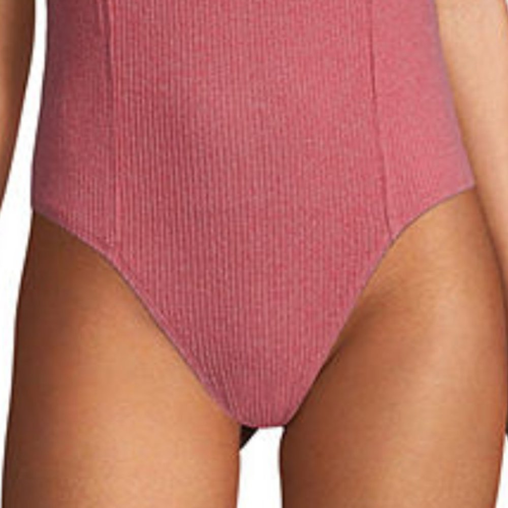 Arizona Yuma Rose Square Neck Ribbed Bodysuit - Picture 3 of 16